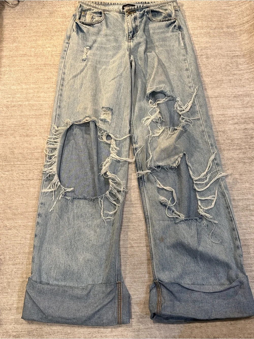 Retrofete Light Wash Distressed Wide Leg Jeans size 26 - Picture 1 of 12